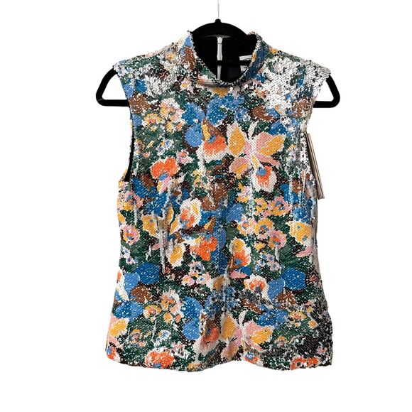 M MISSONI Reversible Sequin Floral Mockneck Top NWT Sz44‎ (US8) - Picture 3 of 6